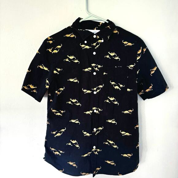 Small Brachiosaurus Dinosaur Black Button Down Shirt Old Navy - Picture 3 of 7
